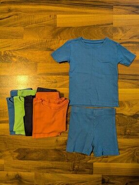 3T Primary Summer Pajama Sets - Light Blue (x2), Navy, Watermelon & Green